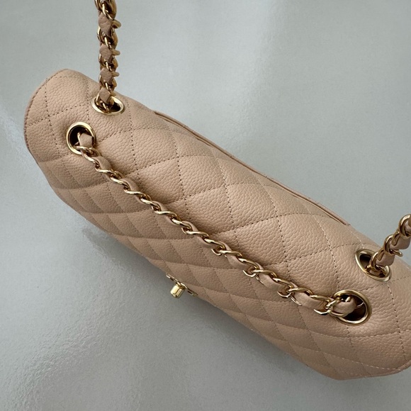 Chanel Caviar Quilted Medium Double Flap Beige - Picture 11 of 12